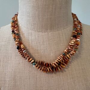 Triple strand bead necklace